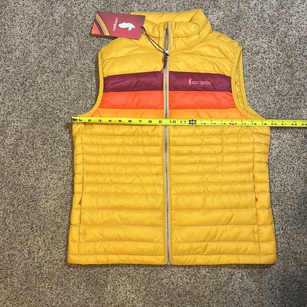 Cotopaxi Fuego Down Vest “Amber Stripes” women’s medium NWT - Picture 10 of 12